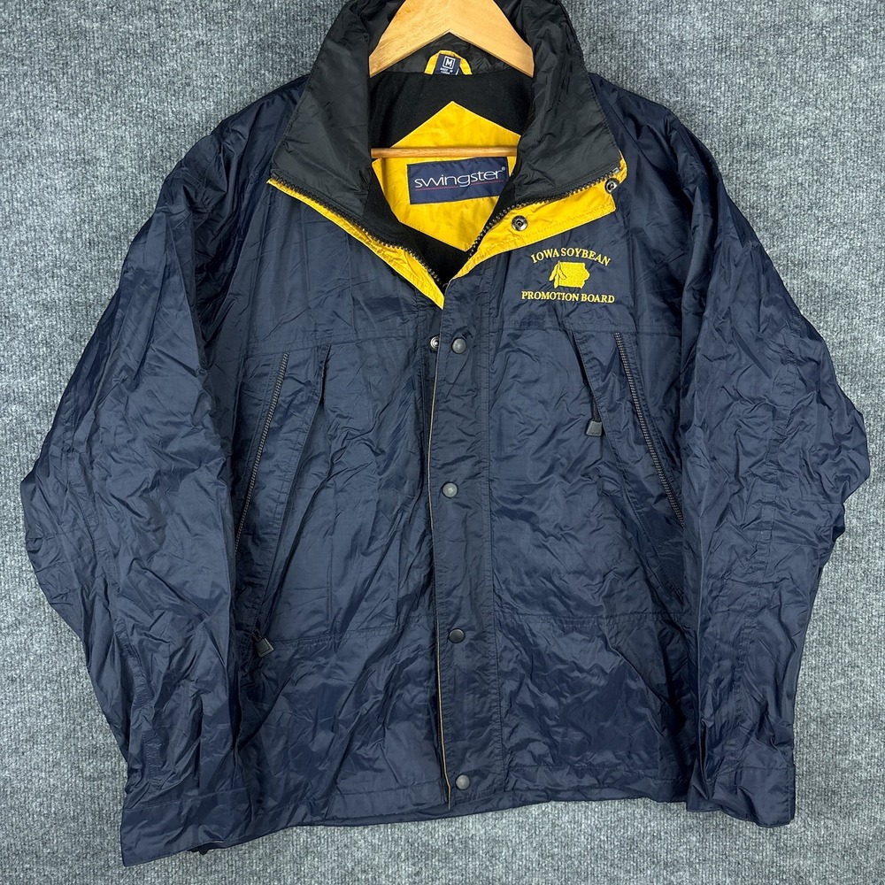 Vintage Farm Iowa Soybean Windbreaker Rain Jacket Medium Swingster